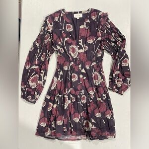 Cleobella Burgundy Floral Long Sleeve Dress